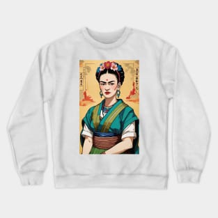 Frida's Eastern Whimsy: Inspired Portrait Crewneck Sweatshirt